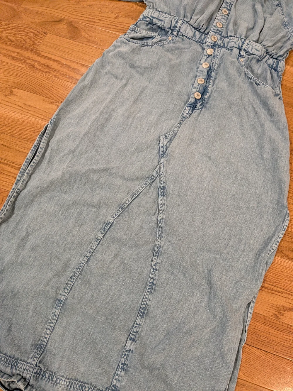 Free People Mad Love Denim Midi Dress Large